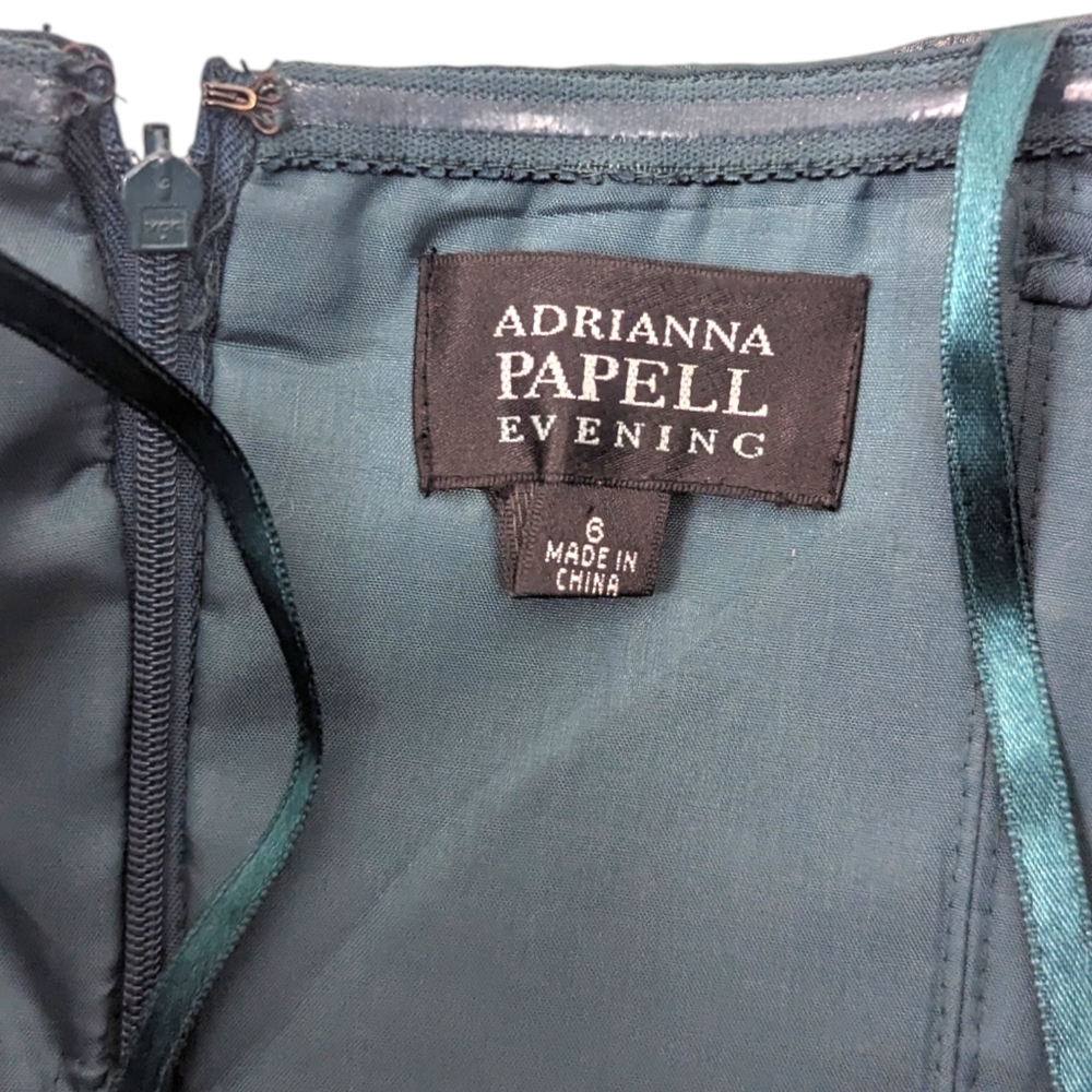 Adrianna Papell Strapless Cocktail Party Dress Womens 6 Teal Green Formal - Picture 13 of 13